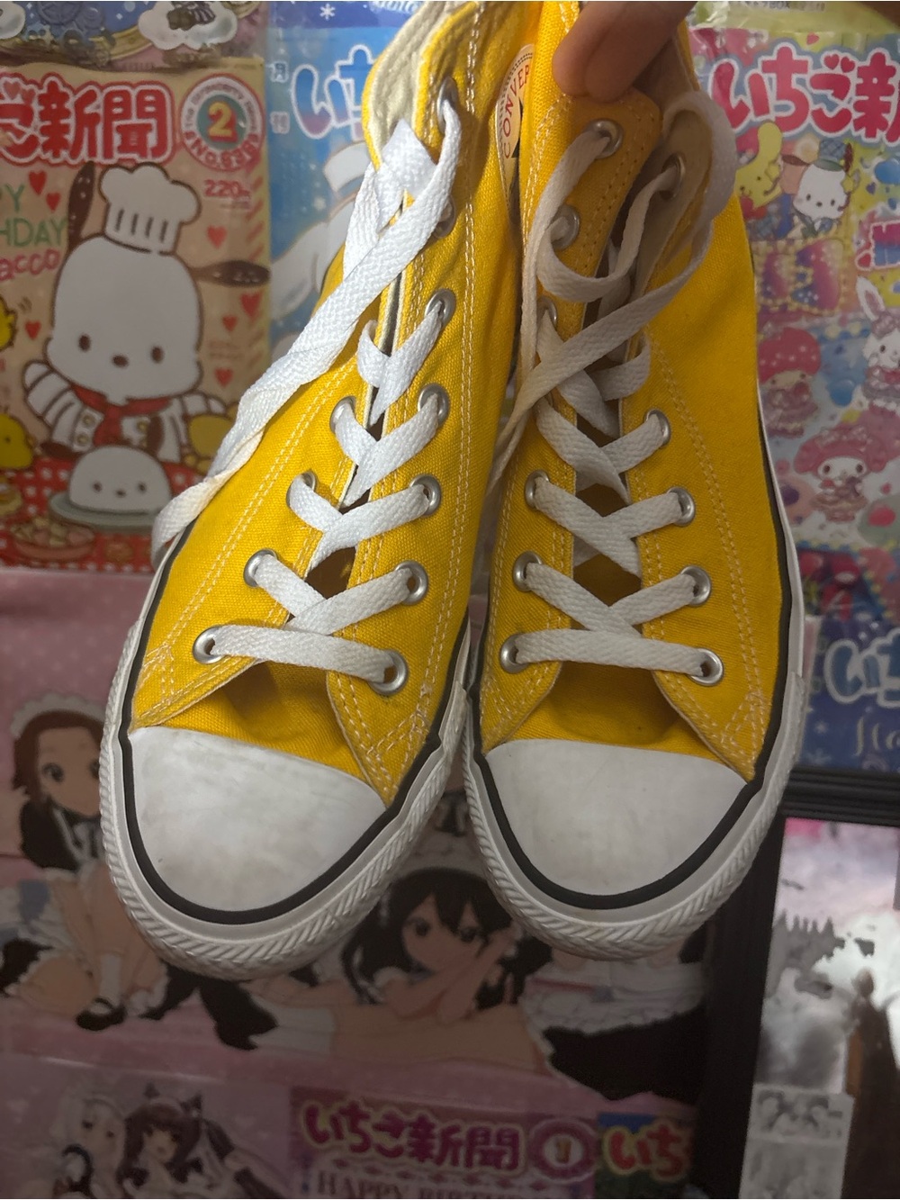 Converse Yellow High-Top Kids Sneakers with White Laces